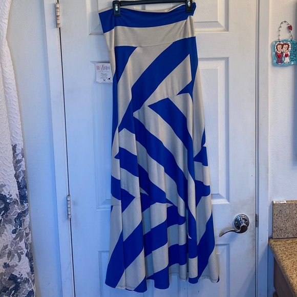LuLaRoe Blue and Cream Maxi Skirt - Picture 2 of 2